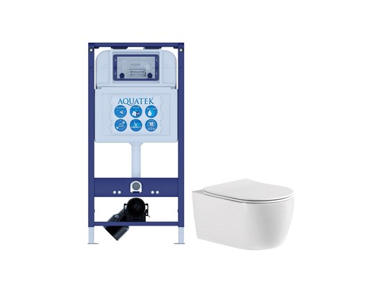 AQUATEK Set ЕВРОПА cmp INS25 (рама INS-0000025 (без клавиши и крепежа) + унитаз ЕВРОПА AQ1106-00, тонкое сиденье) Set AQUATEK ЕВРОПА cmp INS25