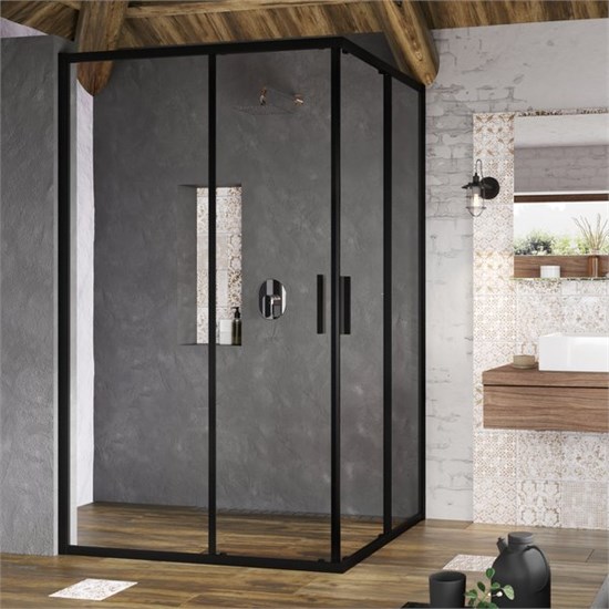 RAVAK Blix Slim Душевой уголок квадратный размер 120x120 см двери раздвижные, профиль - черный / стекло - прозрачное X1XMG0300Z1