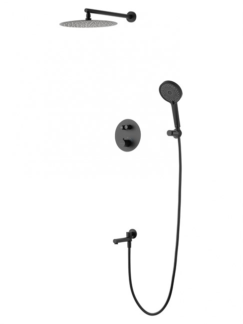 WONZON & WOGHAND Душевая система с термостатом встраиваемая STICK, Черный матовый (WW-88929010-MB) WW-88929010-MB