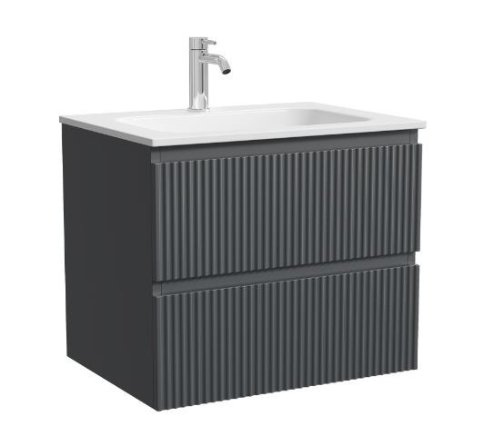 SANCOS Тумба подвесная Сноб Р (Snob R) 590х445х500, c двумя ящиками оснащенными доводчиками, темный антрацит матовый, арт.SNR60MDH SNR60MDH