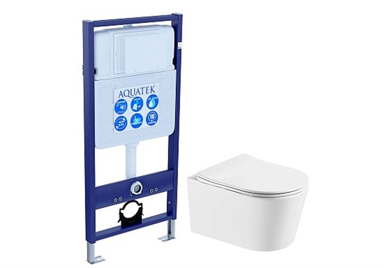 AQUATEK Оберон SET (рама AQUATEK Standard INS-0000012(без клавиши и крепежа)+унитаз ОБЕРОН AQ1365T-00 с тонким сиденьем soft-close, белый SET AQUATEK ОБЕРОН T