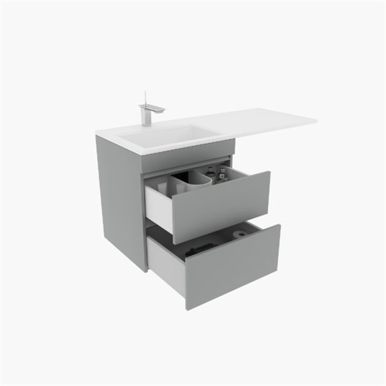 STYLE LINE Тумба подвесная "Даллас 115" Люкс Плюс серая с раковиной Даллас 1150*480 левый СС-00002620