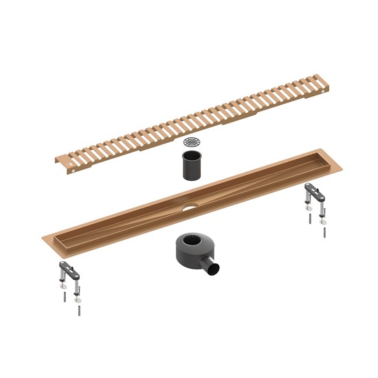 TIMO Душевой лоток Drain System 600 с вставкой "lines", розовое золото (DS230106/19) DS230106/19