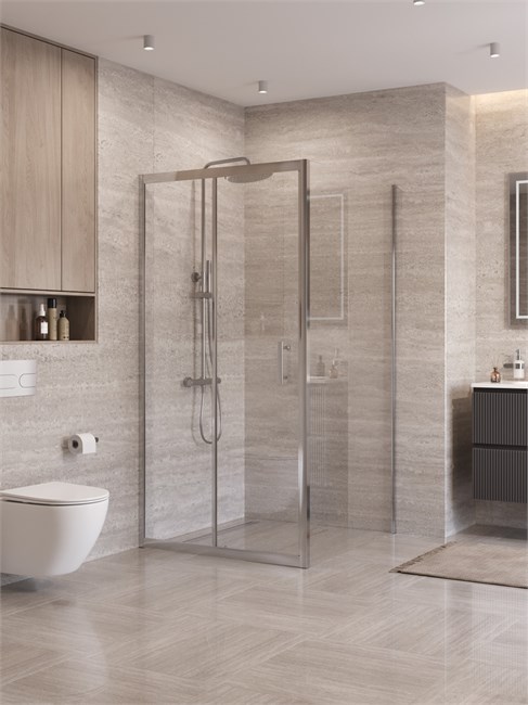 BELBAGNO Uno-195 Душевой уголок квадратный размер 100x100 см, двери раздвижные, профиль - хром / стекло - прозрачное UNO-195-A-1-100-C-Cr