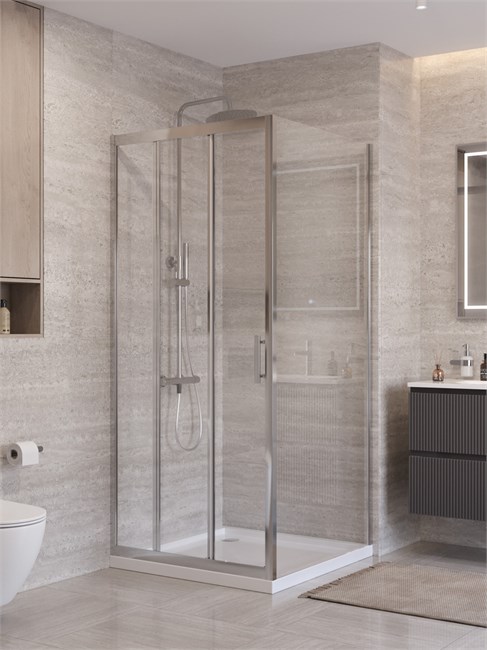 BELBAGNO Uno-195 Душевой уголок квадратный размер 90x90 см, двери раздвижные, профиль - хром / стекло - прозрачное UNO-195-AF-31-90-C-Cr