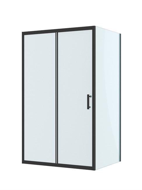 BELBAGNO Uno-195 Душевой уголок прямоугольный размер 140x80 см, двери раздвижные, профиль - черный матовый / стекло - прозрачное UNO-195-AH-1-140/80-C-NERO