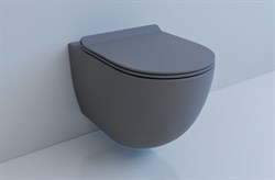 ESBANO GARCIA Унитаз подвесной, 550х370х370, сиденье ультратонкое, быстросьемное с микролифтом, цвет: серый матовый - фото 55352