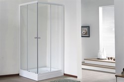 ROYAL BATH HPD 90x80 Душевой уголок прямоугольный, стекло 6 мм прозрачное, профиль алюминий  белый, дверь раздвижная - фото 66850