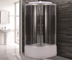 NIAGARA Eco Душевая кабина NG-7507-14BLACK (800х800х2150) высокий поддон (40 см) стекло МОЗАИКА NG-7507-14