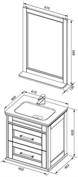 AQUANET Бостон М 60 Комплект мебели для ванной комнаты (лит. мрамор) - фото 82891