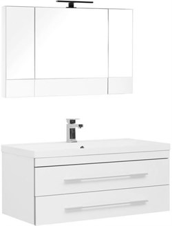 AQUANET Верона NEW 100 Комплект мебели для ванной комнаты (подвесной 2 ящика) - фото 83279