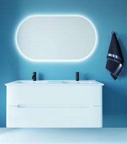 SANVIT Форма 120 Тумба подвесная для ванной комнаты с двойной раковиной, 2 выдвижных ящика - фото 99509