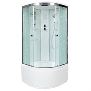 DETO Душевая кабина EM4590 с электрикой, размер 90x90 см, профиль глянцевый хром, стекло с узором EM4590EL