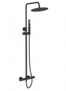 BELBAGNO Uno Душевая стойка со смесителем для верхнего и ручного душа, чёрный UNO-DOCM-NERO. Диаметр верхнего душа 25 см.