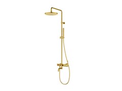 CEZARES Eco Душевая стойка со смесителем для ванны, верхний душ диаметр 25,5 см, ручной душ двухфункциональный, цвет брашированное золото