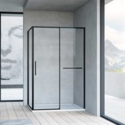 VINCEA Slim Soft Душевой уголок двери раздвижные, размер 110х80 см, профиль - черный  / стекло - прозрачное, стекло 6 мм