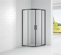 CEZARES Eco Душевой уголок полукруглый двери раздвижные, профиль - черный / стекло - прозрачное, размер 100х100 см, стекло 6 мм