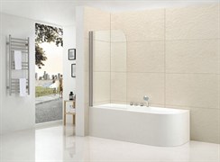 CEZARES Eco Шторка на ванну распашная, профиль - хром / стекло - прозрачное, ширина 80 см, стекло 6 мм