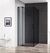 CEZARES Slider Душевой уголок прямоугольный двери распашные, профиль - черный  / стекло - серое, размер 100х100 см, стекло 8 мм