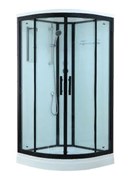 TIMO Standart Душевая кабина четверть круга, размер 100х100 см, профиль - черный / стекло - прозрачное, двери раздвижные