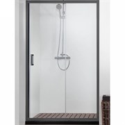 AQUATEK Душевая дверь двухэлементная, раздвижная1000x2000 профиль черный, стекло прозрачное 6 мм