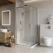 BELBAGNO Luce Душевой уголок квадратный размер 100x100 см профиль - хром / стекло - прозрачное, двери раздвижные, стекло 6 мм