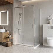 BELBAGNO Luce Душевой уголок прямоугольный размер 110x80 см профиль - хром / стекло - прозрачное, двери раздвижные, стекло 6 мм