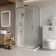 BELBAGNO Luce Душевой уголок прямоугольный размер 100x80 см профиль - хром / стекло - прозрачное, двери раздвижные, стекло 6 мм