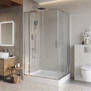 BELBAGNO Luce Душевой уголок прямоугольный размер 110x105 см профиль - хром / стекло - прозрачное, двери раздвижные, стекло 6 мм