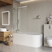 BELBAGNO Luce Шторка на ванну ширина 90 см профиль - хром / стекло - прозрачное, двери распашные, стекло 6 мм LUCE-VF-11-90/145-C-Cr