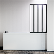VECONI Шторка складная правая на ванну Palau PL-74BR, 900x1500, черный, стекло прозрачное PL74BR-90-01-19C4