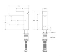 CEZARES Slider Смеситель для раковины однорычажный с донным клапаном, оружейная сталь