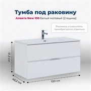 AQUANET Тумба под раковину подвесная Алвита New 100 2 ящика, белый матовый AQUANET-277518