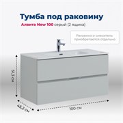 AQUANET Тумба под раковину подвесная Алвита New 100 2 ящика, серый AQUANET-277520