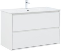 AQUANET Тумба под раковину подвесная Милан 100 белый глянец AQUANET-336370
