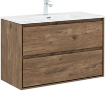 AQUANET Тумба под раковину подвесная Милан 100 дуб рустикальный AQUANET-336380