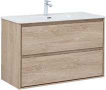 AQUANET Тумба под раковину подвесная Милан 100 дуб светлый AQUANET-336385