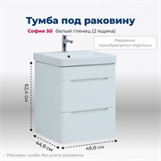 AQUANET Тумба под раковину подвесная София 50 белый глянец (2 ящика) AQUANET-274171