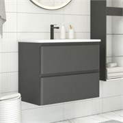 AQUANET Тумба под раковину подвесная Эмбер 60 черный матовый AQUANET-330466