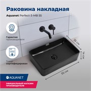 AQUANET Раковина накладная Perfect-3-MB 55 черный матовый AQUANET-PERFECT-3-MB