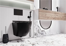 VECONI Moro Унитаз подвесной безободковый с сиденьем с микролифтом, черный VMO-48TB