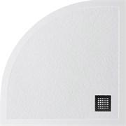 BELBAGNO Uno Поддон полукруглый из искусственного мрамора в комплекте с сифоном с чёрной матовой декоративной накладкой, размер 80x80 см TRAY-MR-UNO-R-80-550-35-W-NO