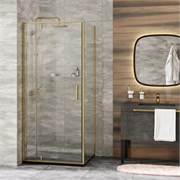 WASSERKRAFT Aisch 55P Душевой уголок квадратный размер 100x100 см двери распашные профиль - золото / стекло - прозрачное WASSERKRAFT 55P19