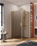 CEZARES Slider Душевой уголок прямоугольный размер 90x100 см, профиль - брашированное золото / стекло - бронза, двери Распашная SLIDER-AH-1-90-100/110-BR-BORO