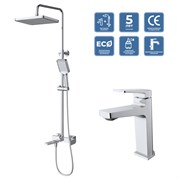 BELBAGNO Ardente Комплект для ванной - душевая стойка с изливом и смеситель для раковины, хром ARDENTE-VSCM/LVM-CRM