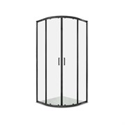 AQUATEK Душевой уголок 1/4 круга, двери раздвижные, 200x100x100 см, профиль черный матовый, стекло прозрачное, закаленное AQ.RO.100.1BL