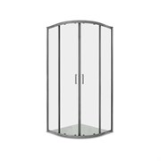 AQUATEK Душевой уголок 1/4 круга, двери раздвижные, 200x100x100 см, профиль оружейная сталь, стекло прозрачное, закаленное AQ.RO.100.1GM