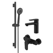 AQUATEK Nika Душевой комплект наружнего монтажа SET 3 в 1 (AQ1810MB + AQ1860MB + AQ2017MB ), черный матовый AQ1831MB