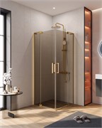 CEZARES Slider Душевой уголок квадратный размер 70x70 см, профиль - брашированное золото / стекло - бронза, двери распашные SLIDER-A-2-70/80-BR-BORO