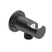 AQUAme Siena Выход из стены с держателем, черный матовый AQM8714MB